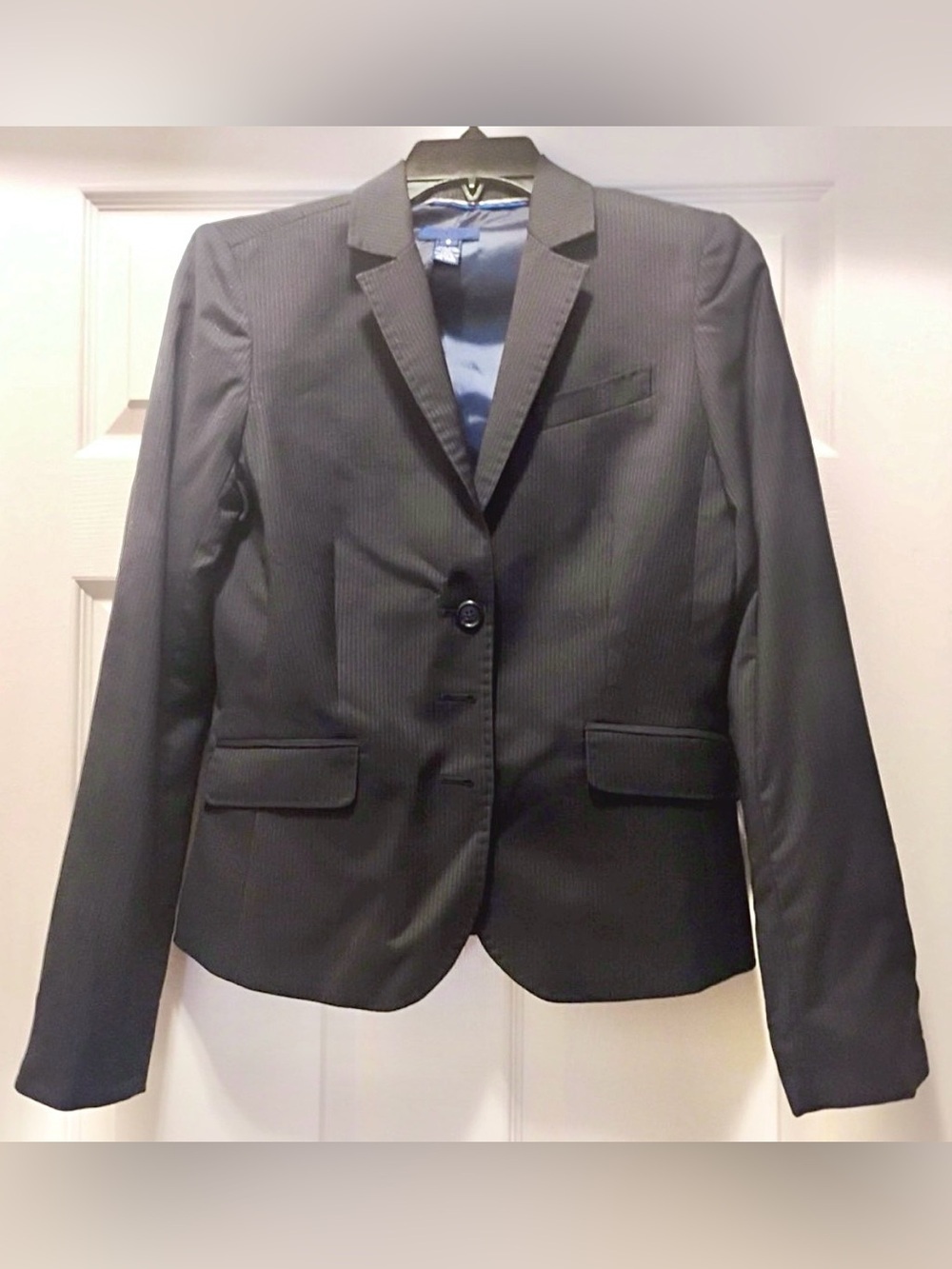 J.Crew Navy 99% Wool Pinstripe Career Blazer Size 6